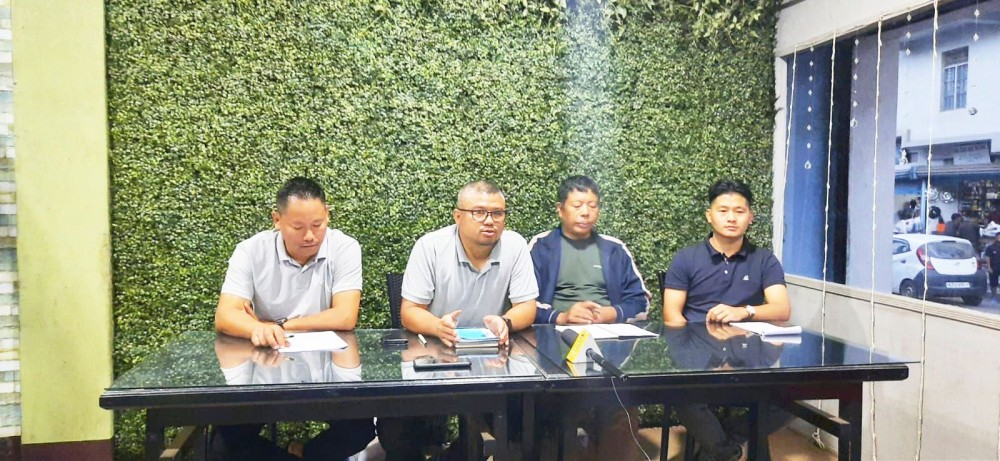 Office bearers and organizing committee members of Mokokchung District Table Tennis association during the press conference at Nine-Ten Restro, Mokokchung on October 19. (Morung Photo)